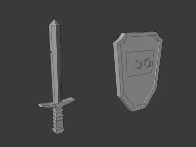 Sword and shield Free low-poly 3D model