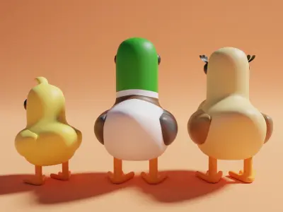 Duck Family 3D model