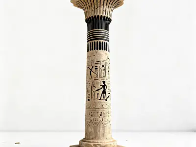 Realistic Weathered Ancient Egyptian Column 3D Model Low-poly 3D model