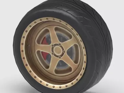 High-Performance Car Wheel Assembly Low-poly 3D model