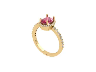 Oval Solitaire Ring 3D print model 25