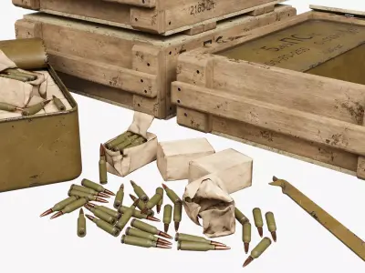 Military Ammunition Crate and Zinc Set Low-poly 3D model
