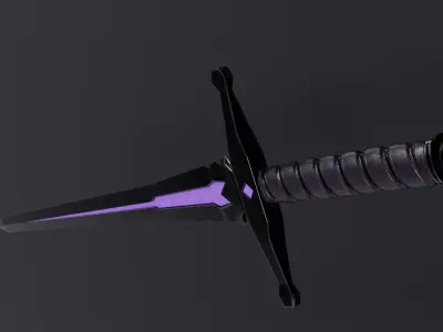 medieval fantasy sword The Violet Requiem vol1-game ready PBR  Low-poly 3D model