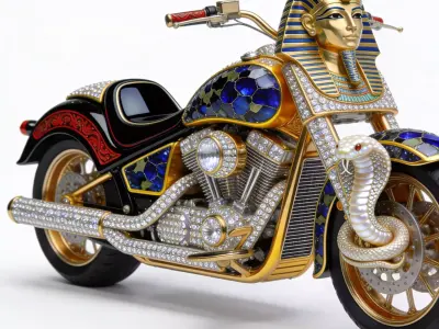  Egyptian Pharaoh Luxury Chopper motorcycle Low-poly 3D model