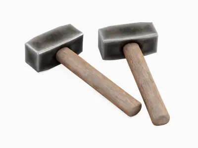 Industrial Wooden Hammer 02 Low-poly 3D model