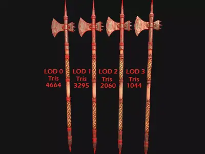 Medieval Weapon Rack Halberds Polearm Furniture Set Low-poly 3D model