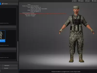 Parametric Metahuman Millitary Outfit Low-poly 3D model
