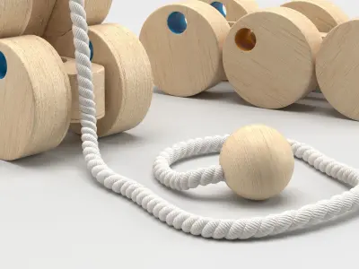 Toy Wooden Pull Vehicle 3D model