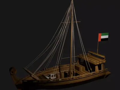 Arab ship Dhow Low-poly 3D model