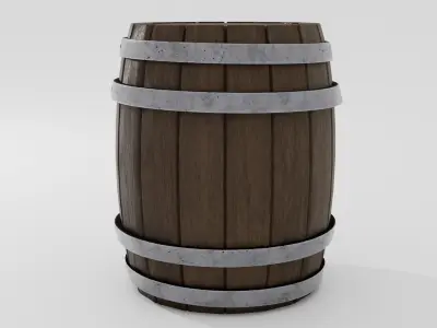 Wooden barrel 03 3D model