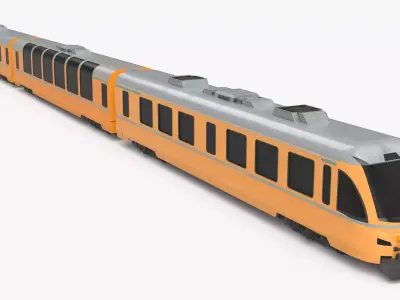 Three-Car Passenger Train with First and Second Class Simplified 3D model