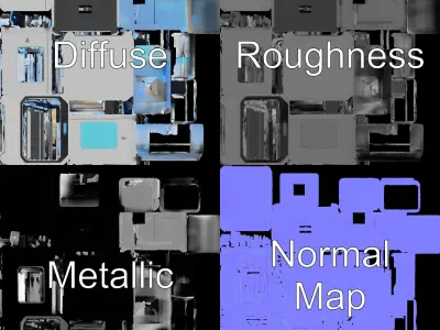 Futuristic D Printer Model Pack Low-poly 3D model