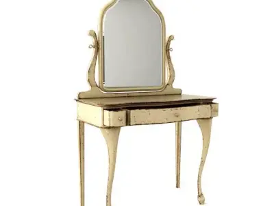Antique Vanity Table With A Mirror 3D model