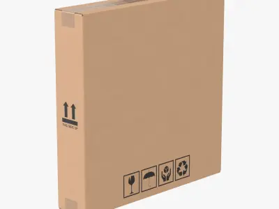Cardboard Box 50x10x50 Closed 3D model