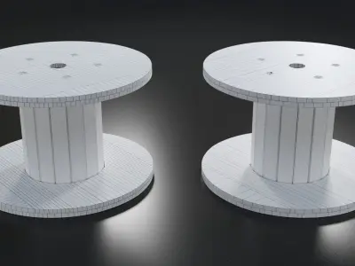 Wood Cable Reel Low-poly 3D model