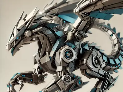 Low-Poly Mechanical Dragon 3D model
