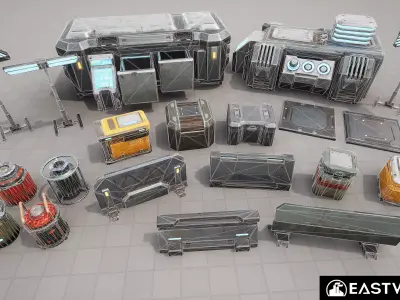 Sci-Fi RTS Props Pack 01 Low-poly 3D model