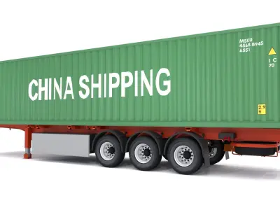 Chassis Semi Trailer with China Shipping Container 3D model