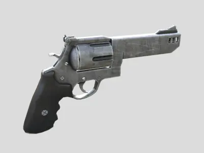 Revolver-gun model 3d game ready model Low-poly 3D model Low-poly 3D model
