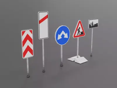 City Road Signs Part 1 Low-poly 3D model