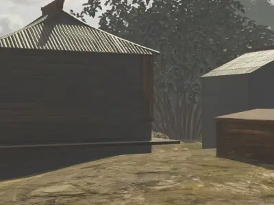 Mountain Village In Rain 3D model
