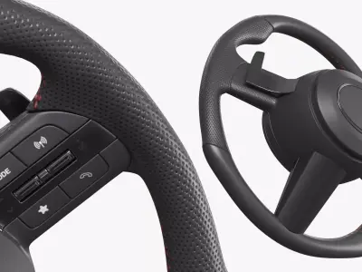Car Steering Wheel With Control Buttons 3D model