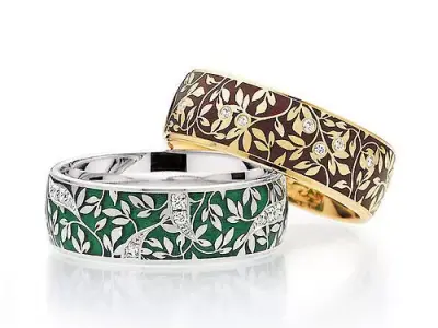 Flora wedding rings with enamel 1062 3D print model
