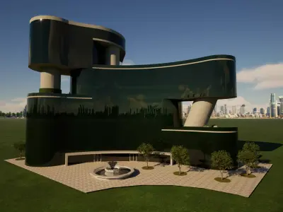 Headquarters building Low-poly 3D model