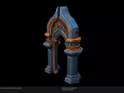 Low Poly Stylized Mystic Archway of the Sunstone Low-poly 3D model