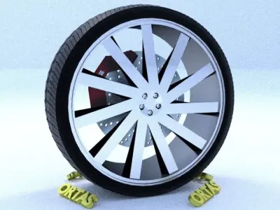 ORTAS CAR RIM 35 GAME READY RIM TIRE AND DISC 3D model