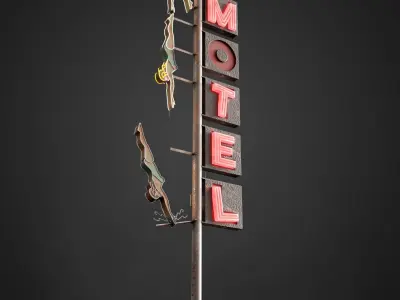 Neon sign Motel in 3 types Free low-poly 3D model