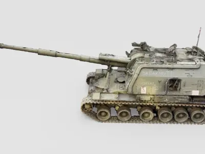 Destroyed 2S19 Msta 152 mm self-propelled howitzer M1990  3D model purchase