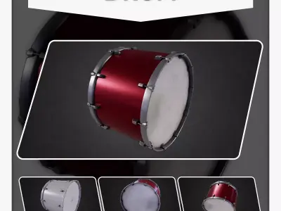 Drum model Low-poly 3D model