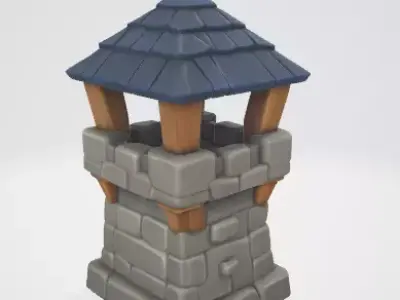 Old Fortress Stone Tower 3D Asset 3D model