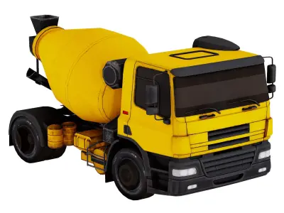 Cement Mixer Construction Vehicle 3D model Low-poly 3D model