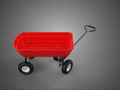 GARDEN CART TROLLEY TURNTABLE STEERING AXLE HANDLE WAGON TRAILER 3D model