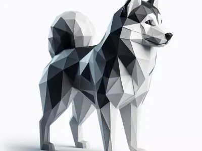 Low Poly Husky Dog 3D model