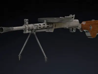  Degtyaryov machine gun Low Poly Low-poly 3D model