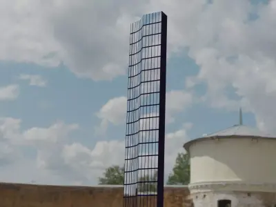 Skyscraper tall tower in middle of field Free 3D model