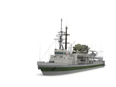 research vessel Low-poly 3D model