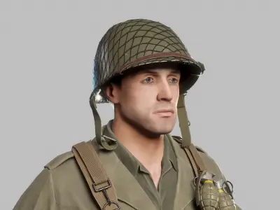 WW2 US Soldier Low-poly 3D model