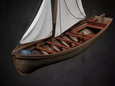 Pirate Boat no textures Low-poly 3D model