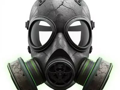 Cracked Biohazard Gas Mask 3D Model Post Apocalyptic Prop Low-poly 3D model
