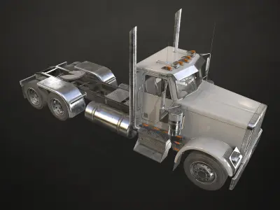Semi Truck Day Cab Low-poly 3D model