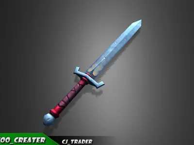 Fantasy Sword 3D Lowpoly Model Low-poly 3D model