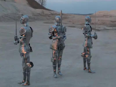 Medieval suits of armor mid res for any scene 3D model