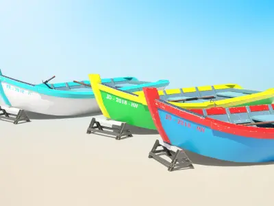 Painted Fishing Boat Low-poly 3D model