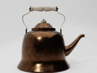 Antique Brass Kettle Low-poly 3D model