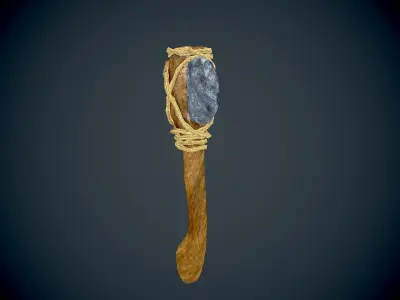 Bloody Stone Axe Low-poly 3D model