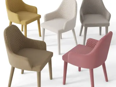 Quilted Dining Chair Low-poly 3D model